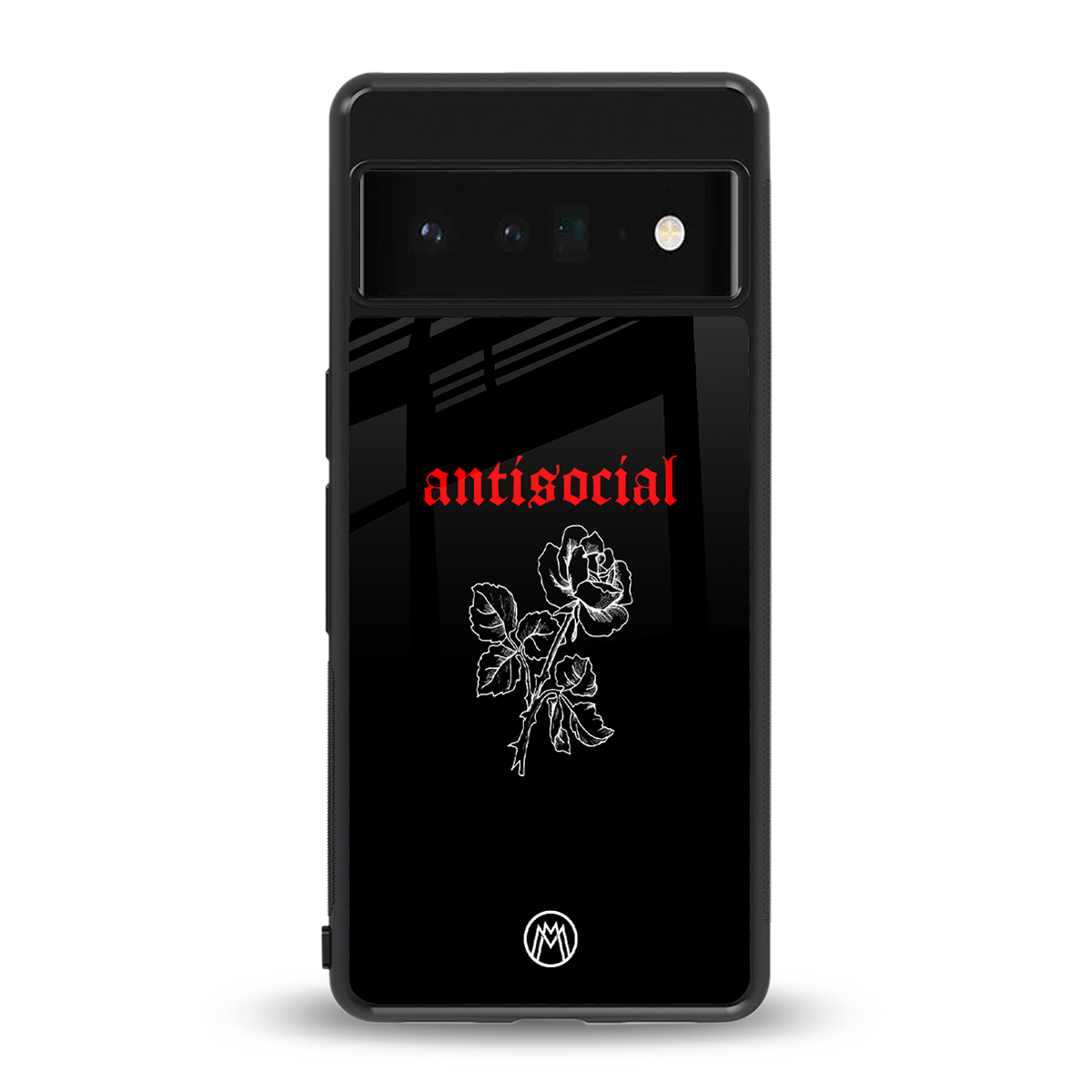 anti social black back phone cover | glass case for google pixel 6 pro