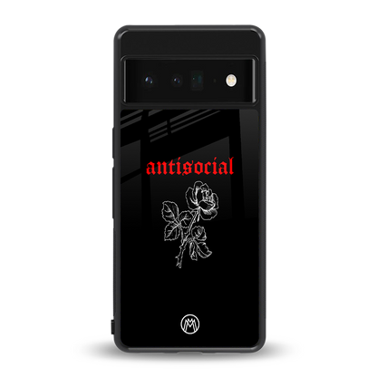 anti social black back phone cover | glass case for google pixel 6 pro