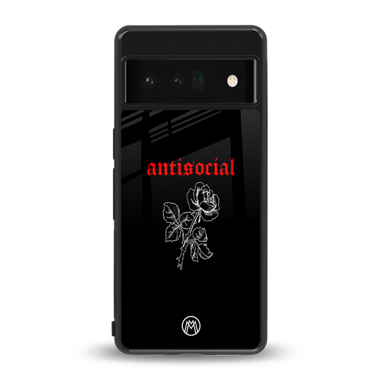 anti social black back phone cover | glass case for google pixel 6 pro
