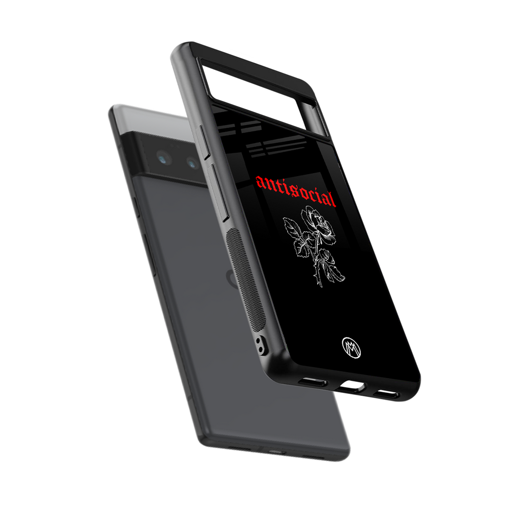 anti social black back phone cover | glass case for google pixel 6 pro