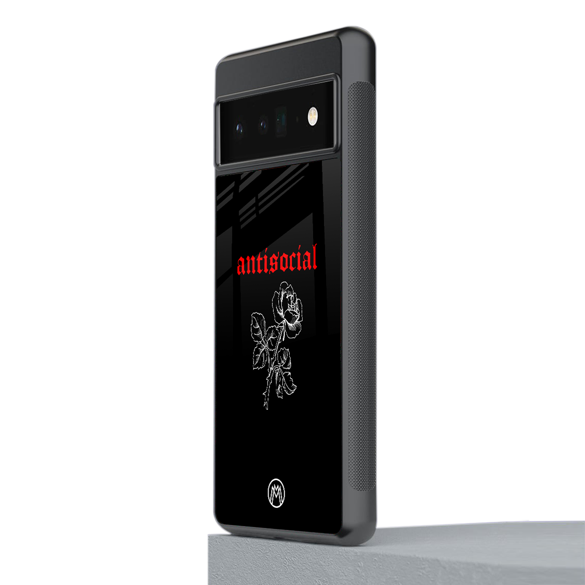 anti social black back phone cover | glass case for google pixel 6 pro