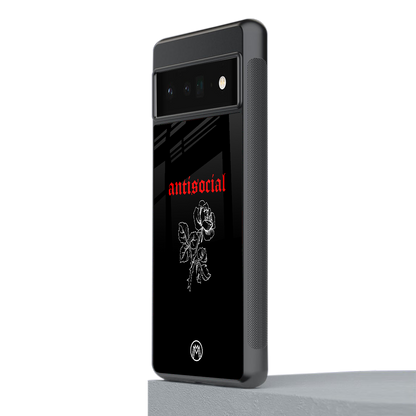 anti social black back phone cover | glass case for google pixel 6 pro