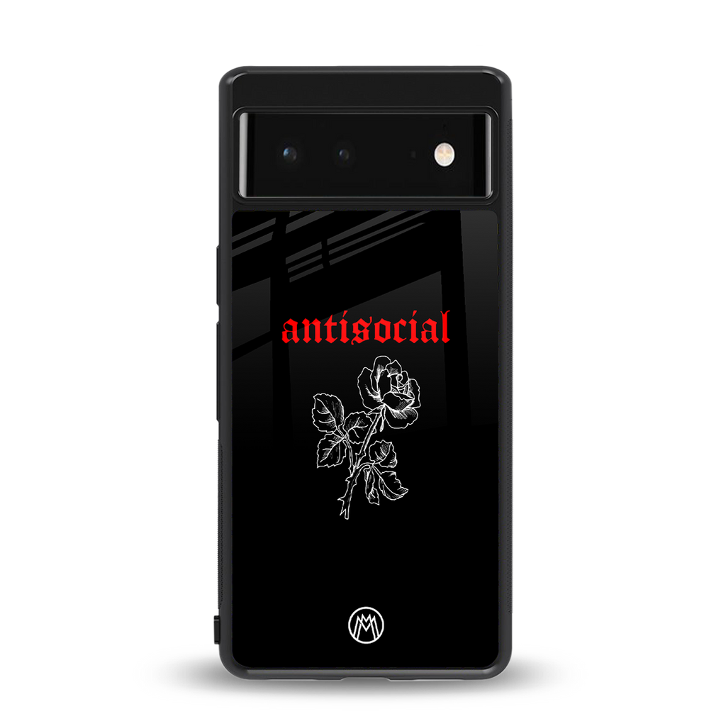 anti social black back phone cover | glass case for google pixel 6