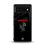 anti social black back phone cover | glass case for google pixel 6