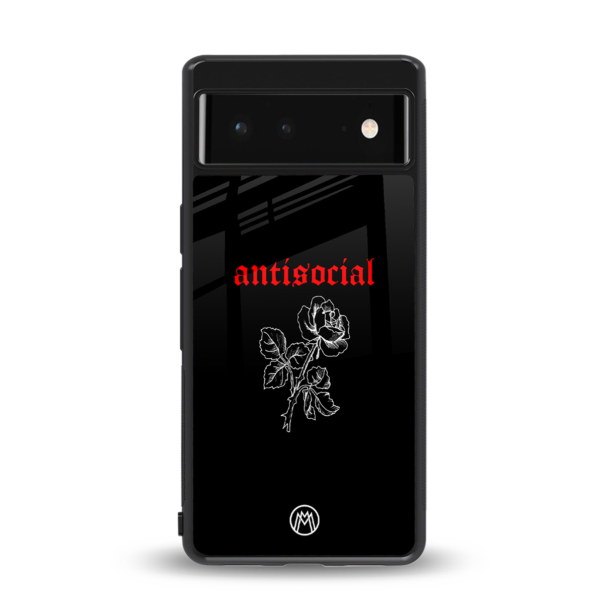 anti social black back phone cover | glass case for google pixel 6