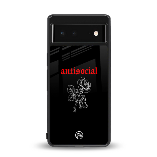 anti social black back phone cover | glass case for Google Pixel 6A