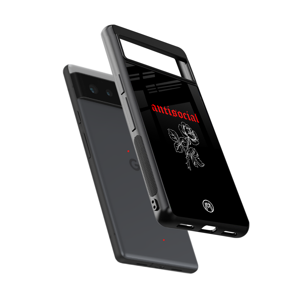 anti social black back phone cover | glass case for google pixel 6