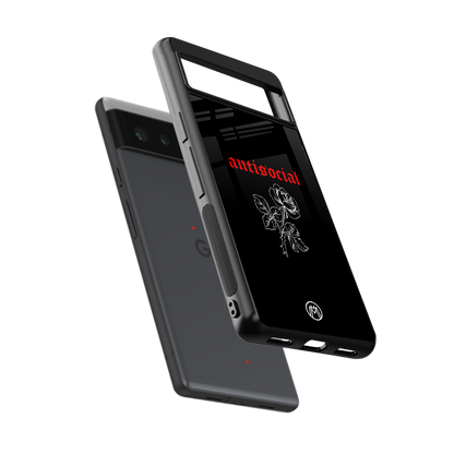 anti social black back phone cover | glass case for google pixel 6