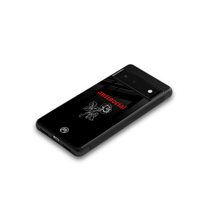 anti social black back phone cover | glass case for Google Pixel 6A