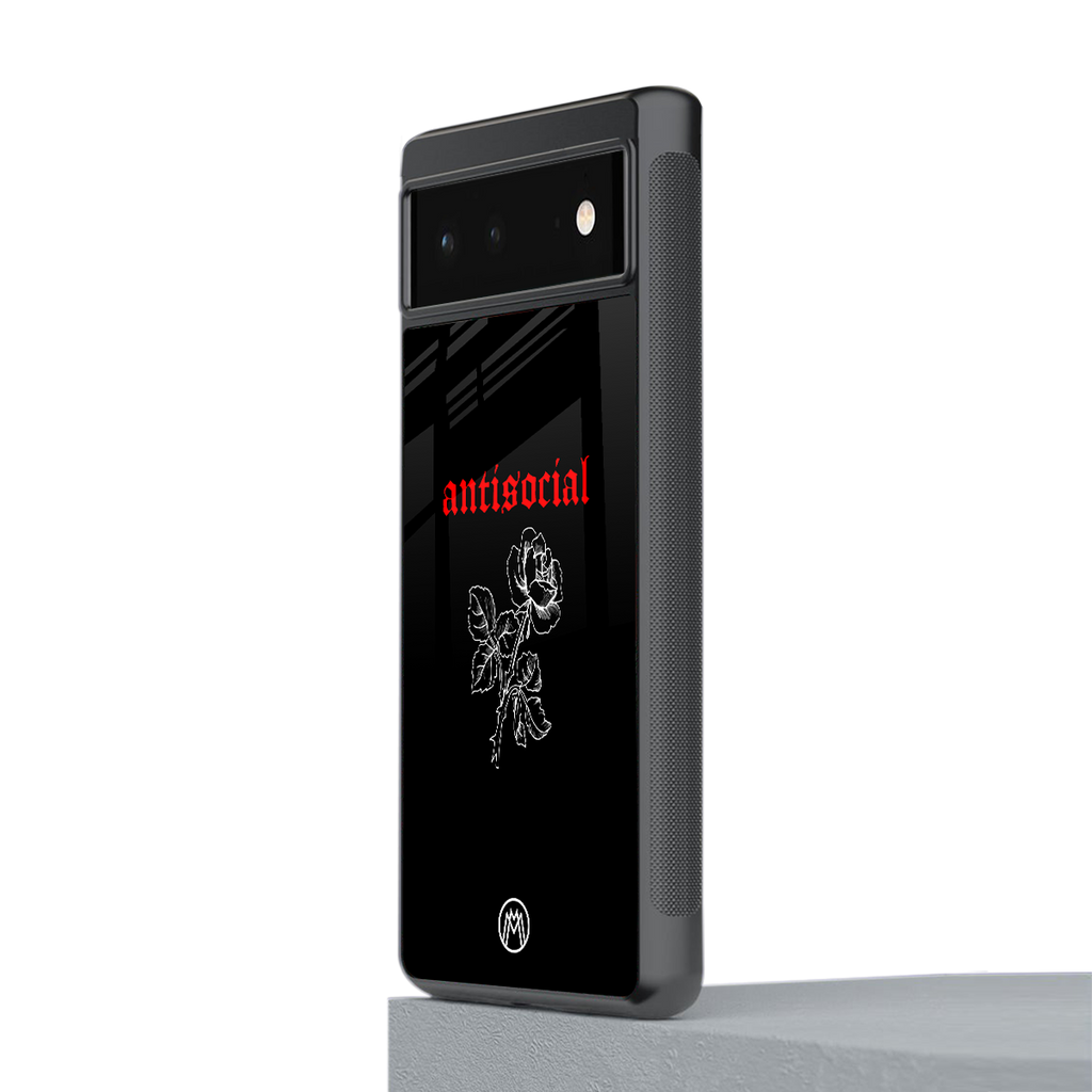 anti social black back phone cover | glass case for google pixel 6