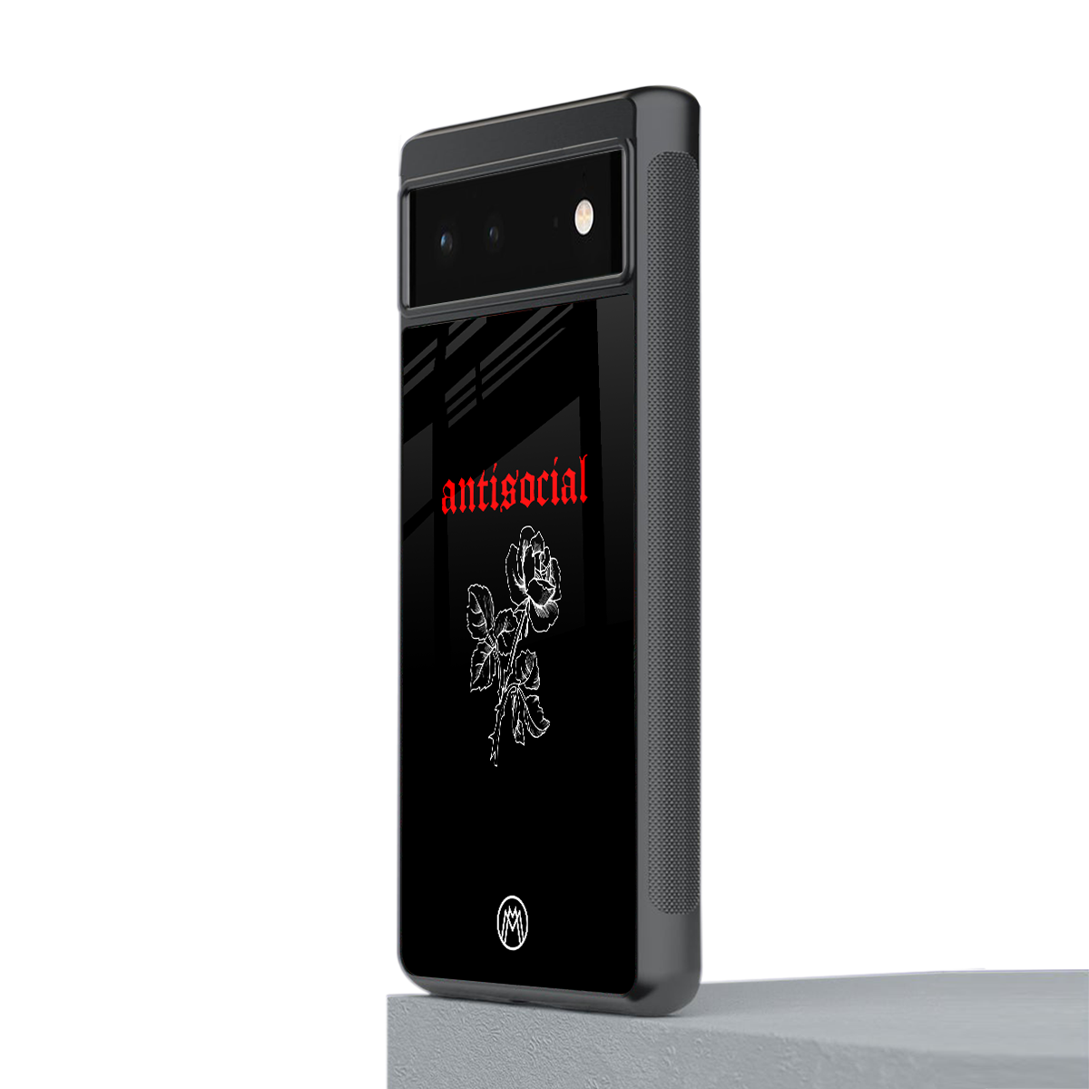anti social black back phone cover | glass case for google pixel 6