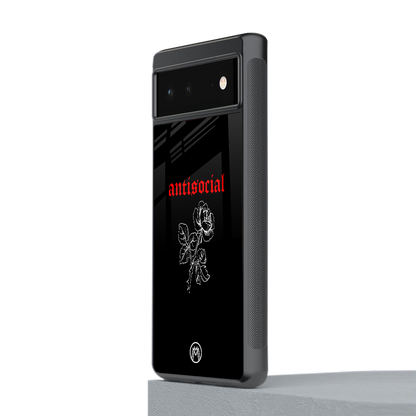 anti social black back phone cover | glass case for Google Pixel 6A