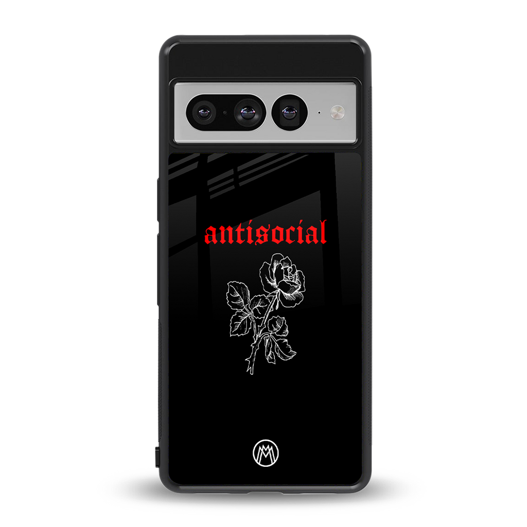 anti social black back phone cover | glass case for google pixel 7 pro
