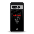 anti social black back phone cover | glass case for google pixel 7 pro