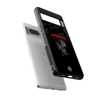 anti social black back phone cover | glass case for google pixel 7 pro