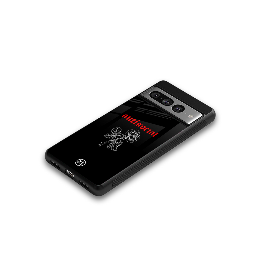 anti social black back phone cover | glass case for google pixel 7 pro