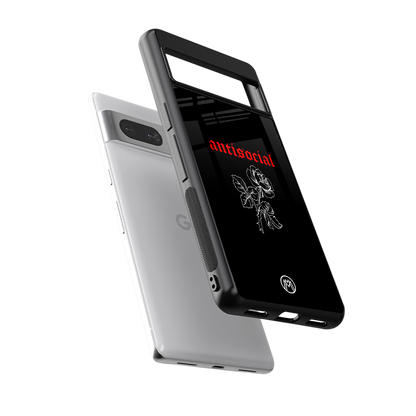 anti social black back phone cover | glass case for Google Pixel 7A