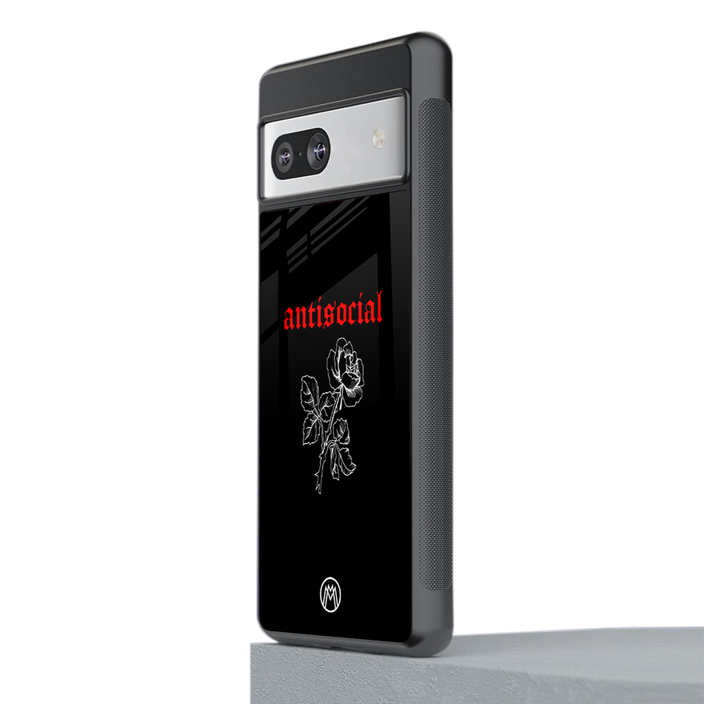 anti social black back phone cover | glass case for Google Pixel 7