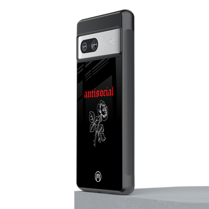 anti social black back phone cover | glass case for Google Pixel 7A
