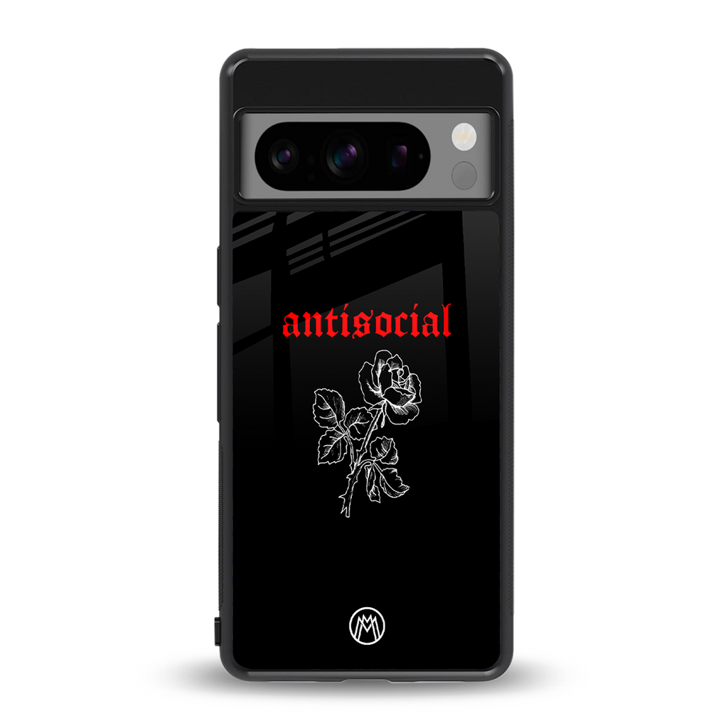 anti social black back phone cover | glass case for google pixel 8 pro