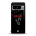 anti social black back phone cover | glass case for google pixel 8 pro