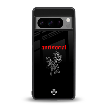 anti social black back phone cover | glass case for google pixel 8 pro