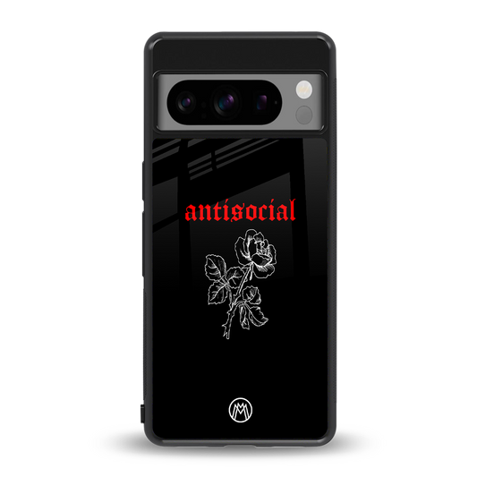 anti social black back phone cover | glass case for google pixel 8 pro