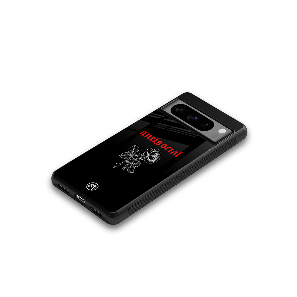 anti social black back phone cover | glass case for google pixel 8 pro