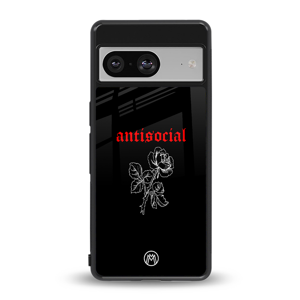 anti social black back phone cover | glass case for Google Pixel 8