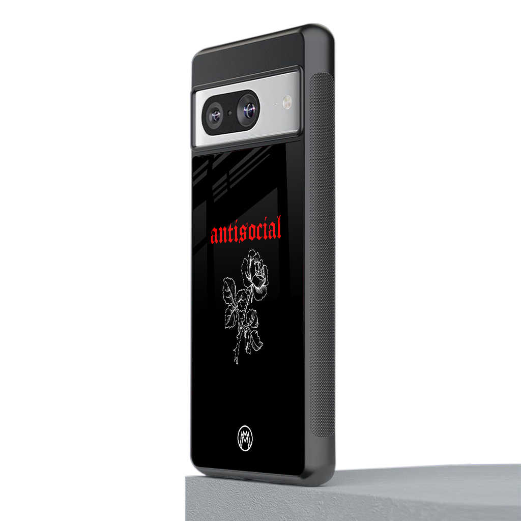 anti social black back phone cover | glass case for Google Pixel 8