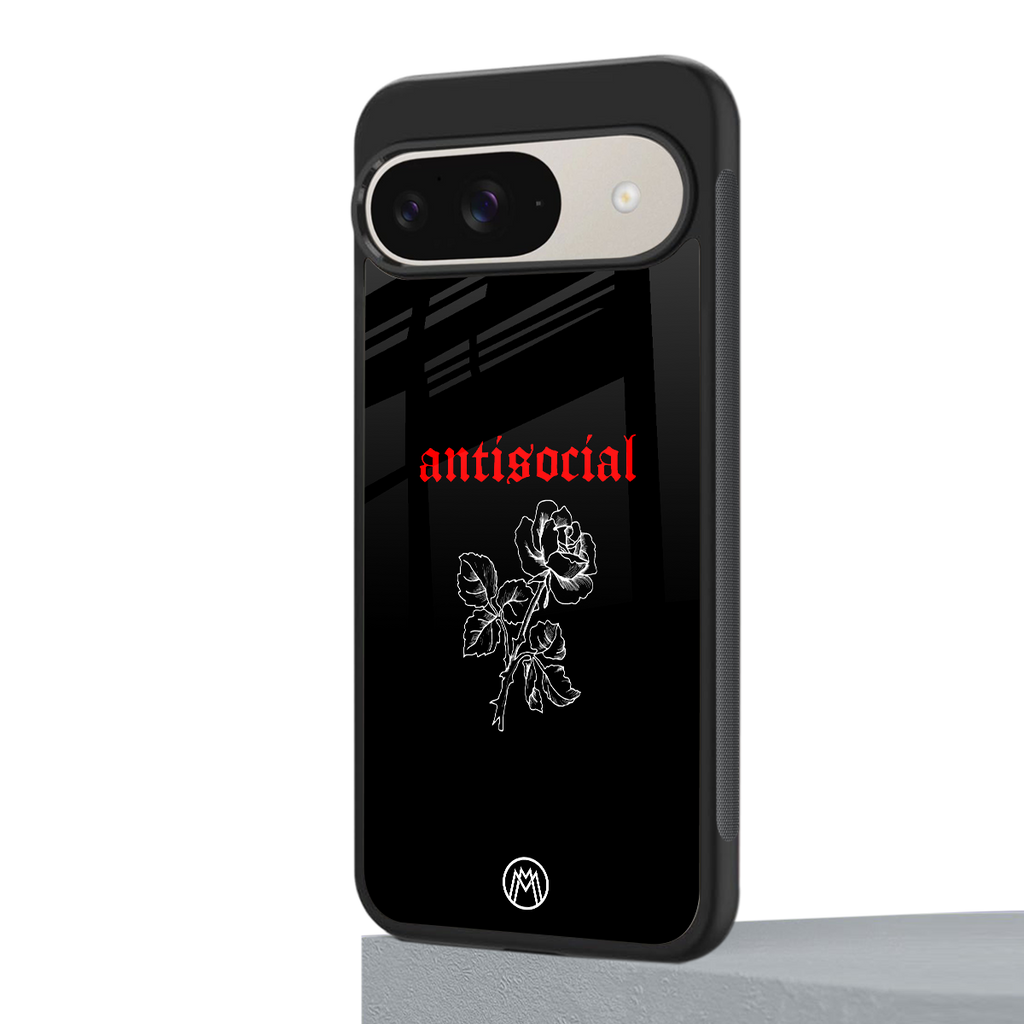 anti social black back phone cover | glass case for google pixel 9