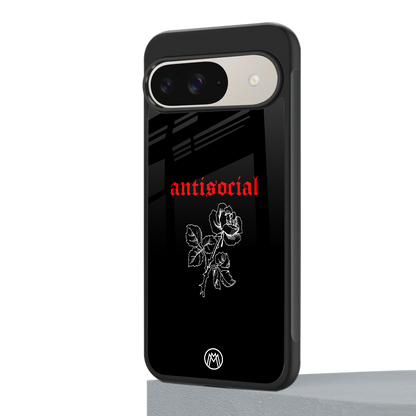 anti social black back phone cover | glass case for google pixel 9