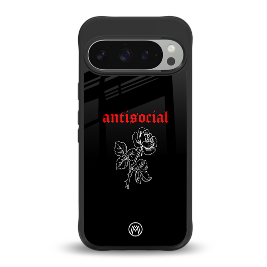 anti social black back phone cover | glass case for google pixel 9 pro