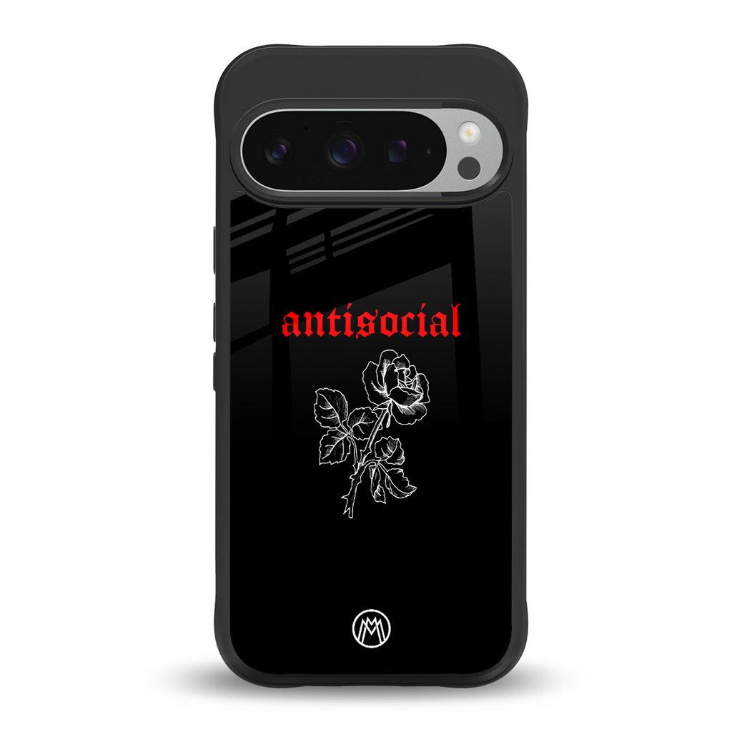 anti social black back phone cover | glass case for google pixel 9 pro xl