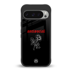 anti social black back phone cover | glass case for google pixel 9 pro xl