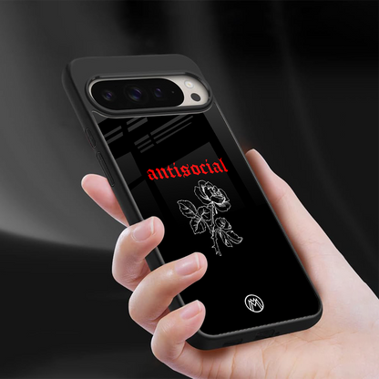 anti social black back phone cover | glass case for google pixel 9 pro