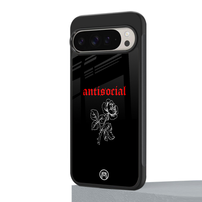 anti social black back phone cover | glass case for google pixel 9 pro