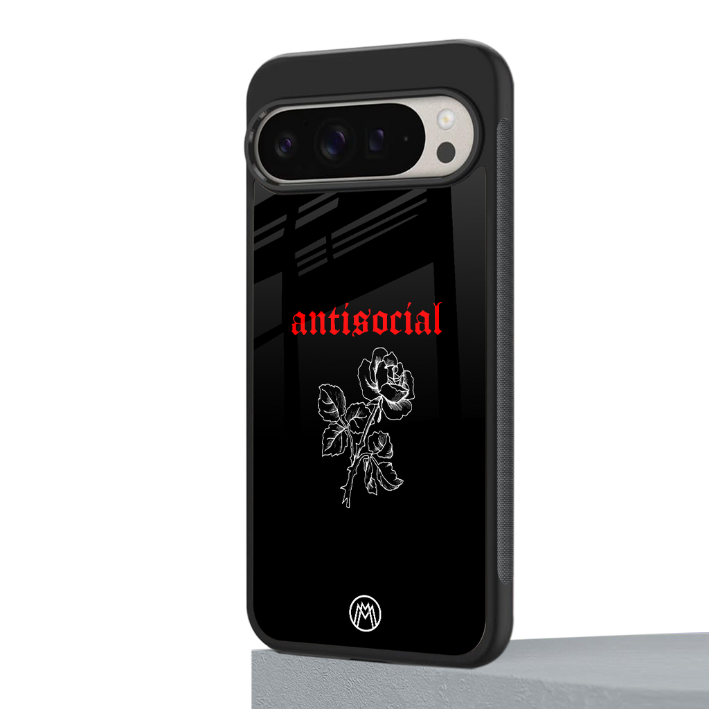 anti social black back phone cover | glass case for google pixel 9 pro xl