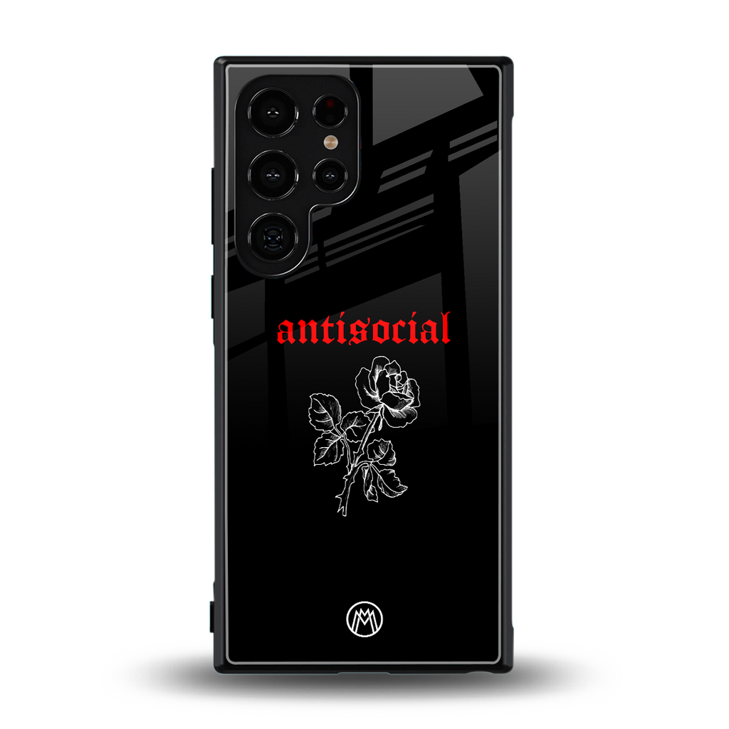 anti social black back phone cover | glass case for samsung galaxy s23 ultra