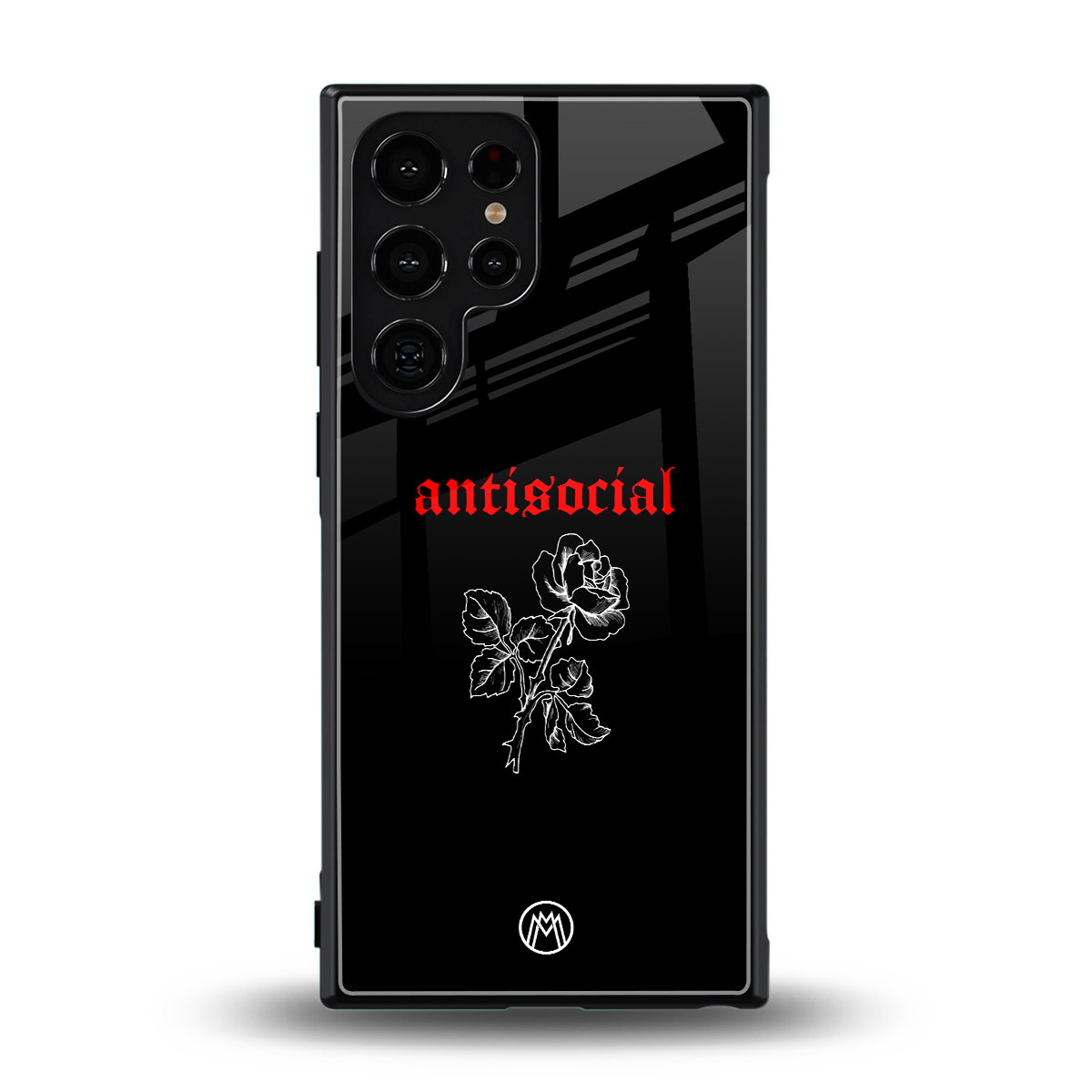 anti social black back phone cover | glass case for samsung galaxy s23 ultra