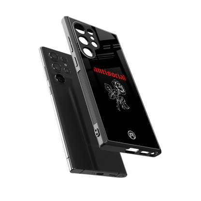 anti social black back phone cover | glass case for samsung galaxy s24 ultra