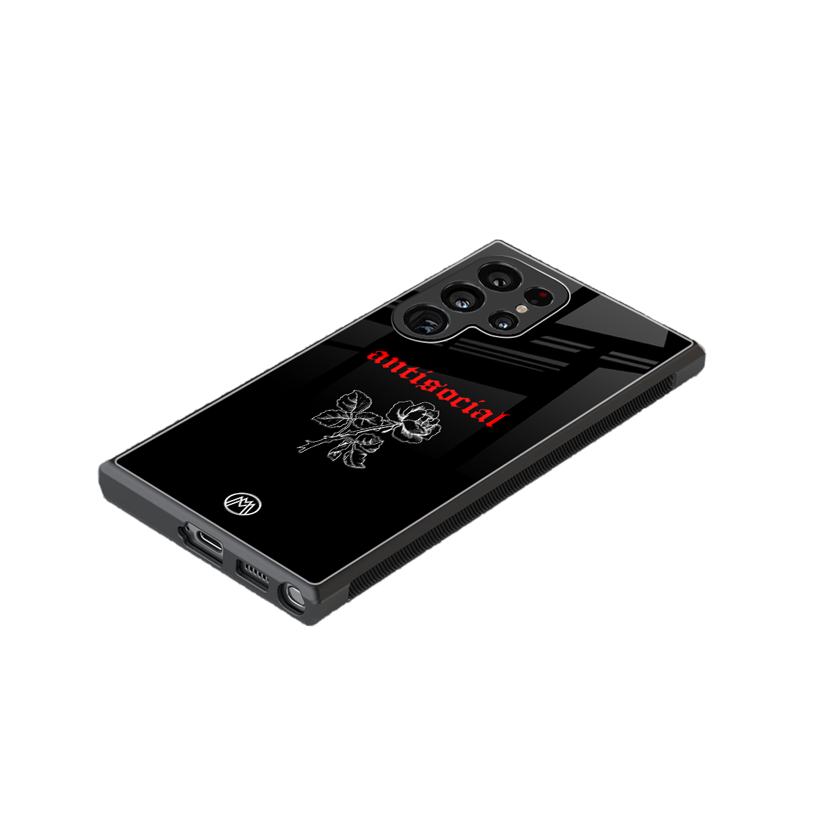 anti social black back phone cover | glass case for samsung galaxy s23 ultra