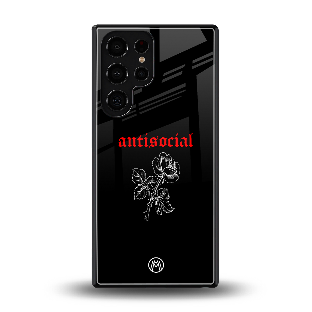 anti social black back phone cover | glass case for samsung galaxy s25 ultra