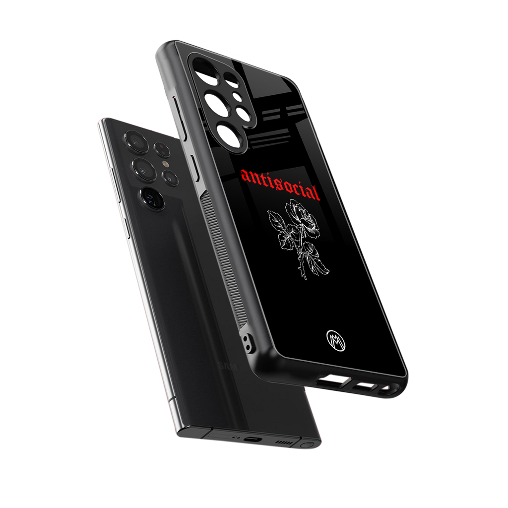 anti social black back phone cover | glass case for samsung galaxy s25 ultra