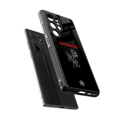 anti social black back phone cover | glass case for samsung galaxy s25 ultra