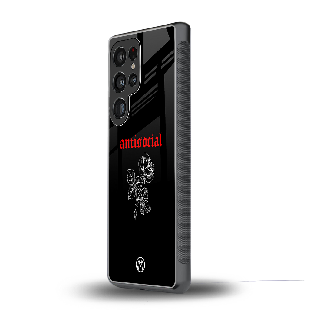 anti social black back phone cover | glass case for samsung galaxy s25 ultra