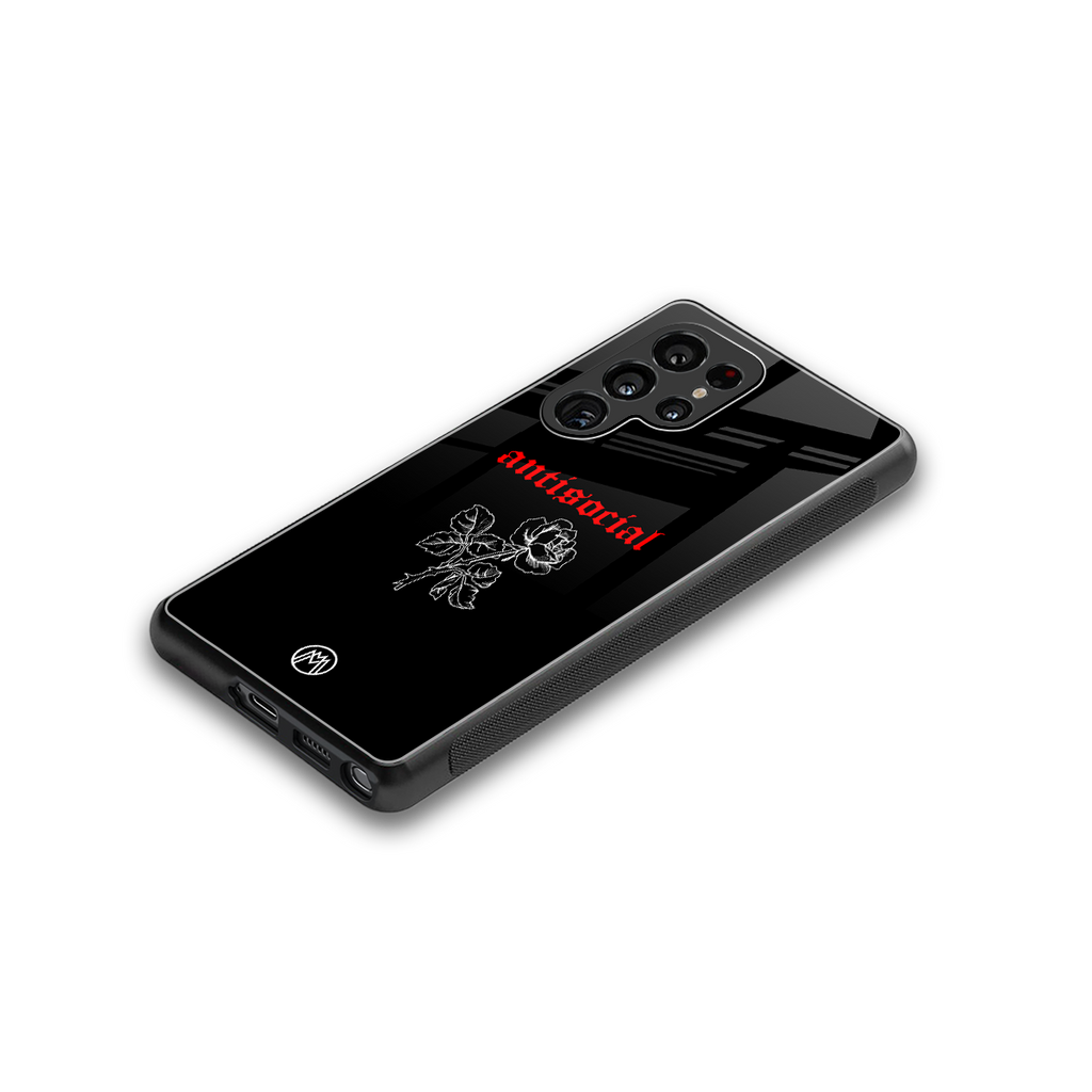 anti social black back phone cover | glass case for samsung galaxy s25 ultra