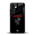 anti social black back phone cover | glass case for samsung galaxy s23 plus