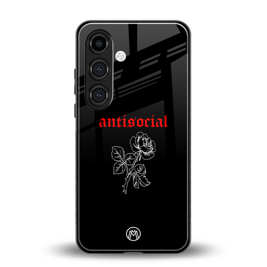 anti social black back phone cover | glass case for samsung galaxy s24 plus