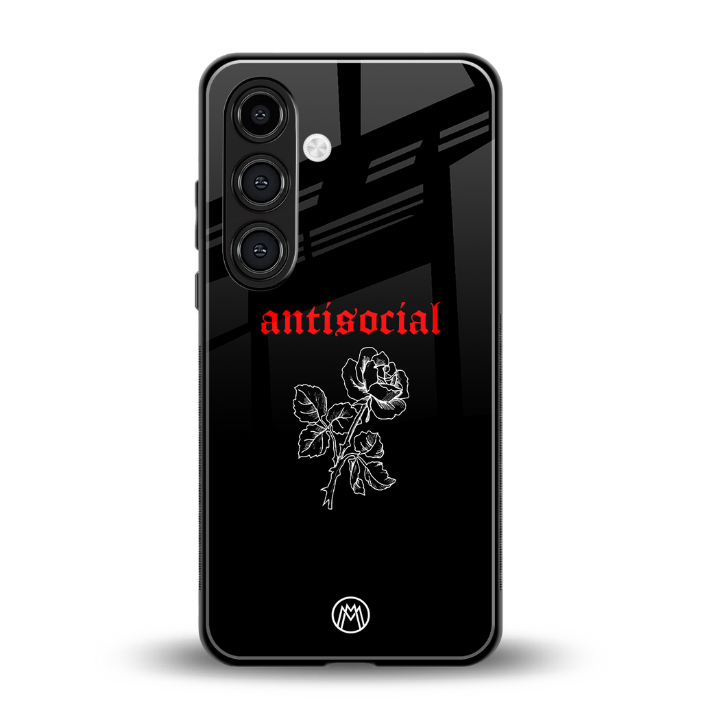 anti social black back phone cover | glass case for samsung galaxy s23